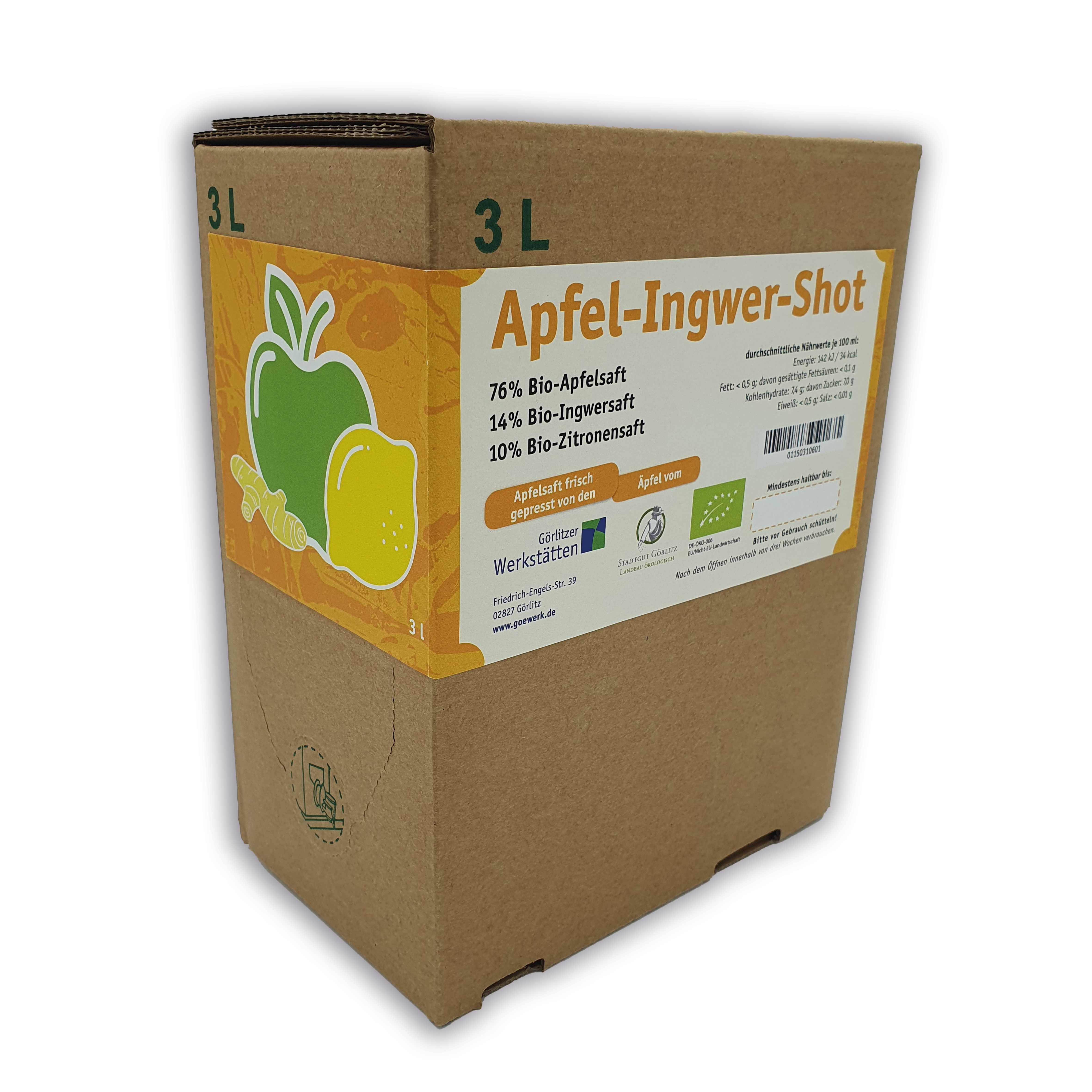 Bio-Apfel-Ingwer-Shot - 3,0 Liter Bag in Box